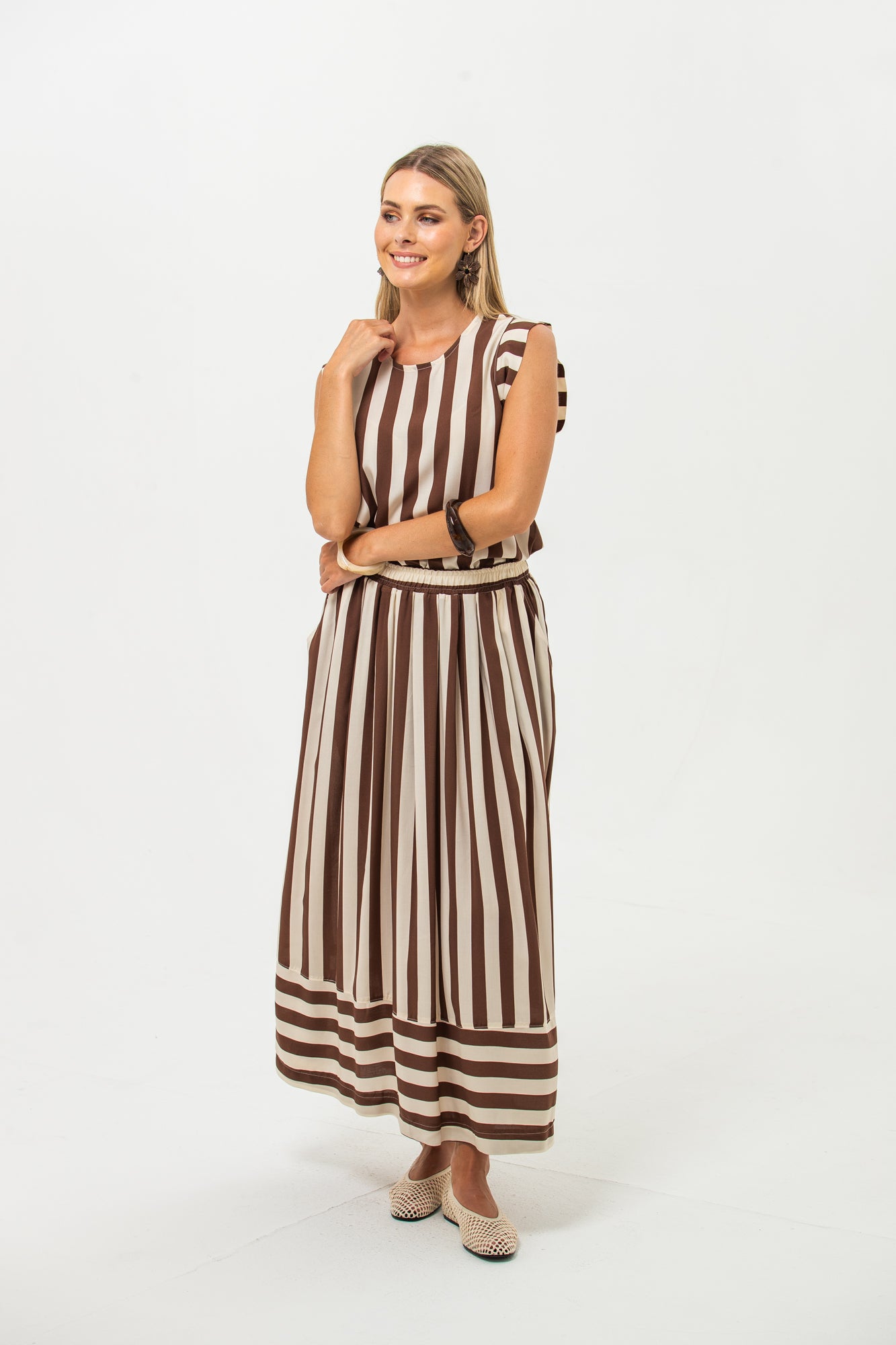 Sorrento Skirt - Chocolate Stripes