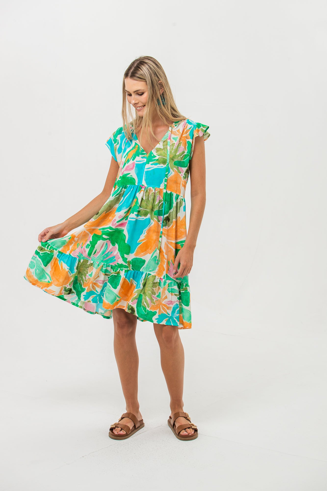 Ella Frill Dress - Tropical