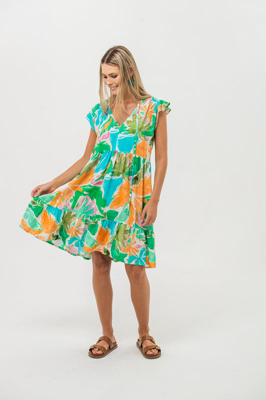 Ella Frill Dress - Tropical
