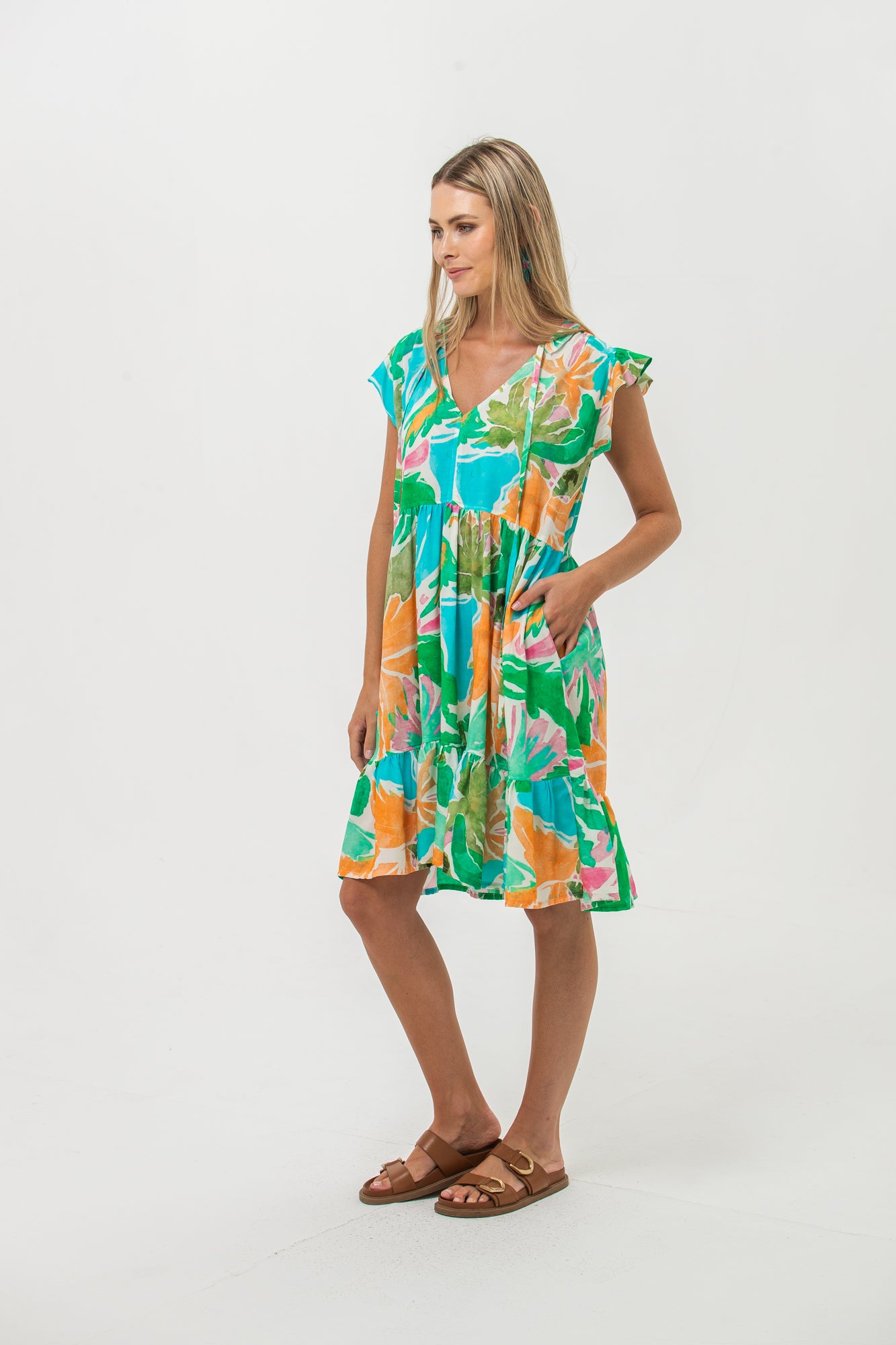 Ella Frill Dress - Tropical