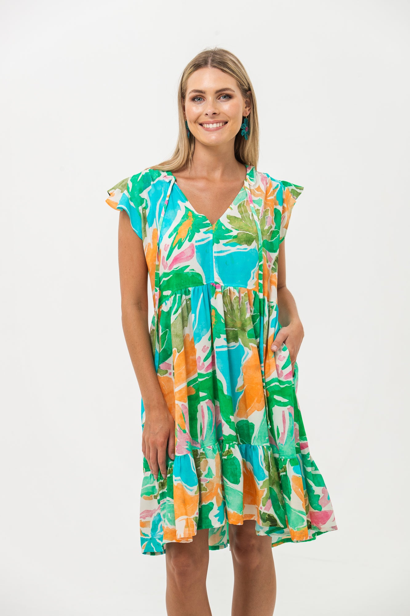 Ella Frill Dress - Tropical