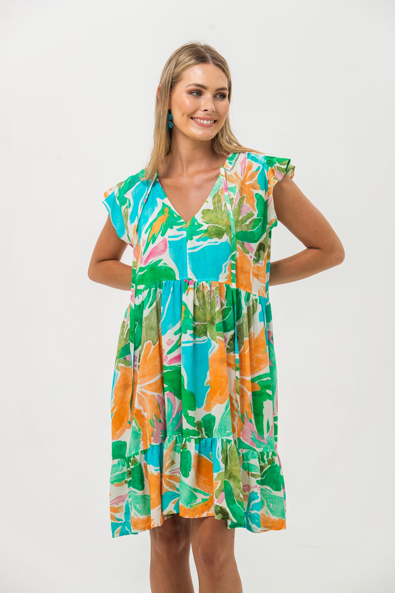 Ella Frill Dress - Tropical