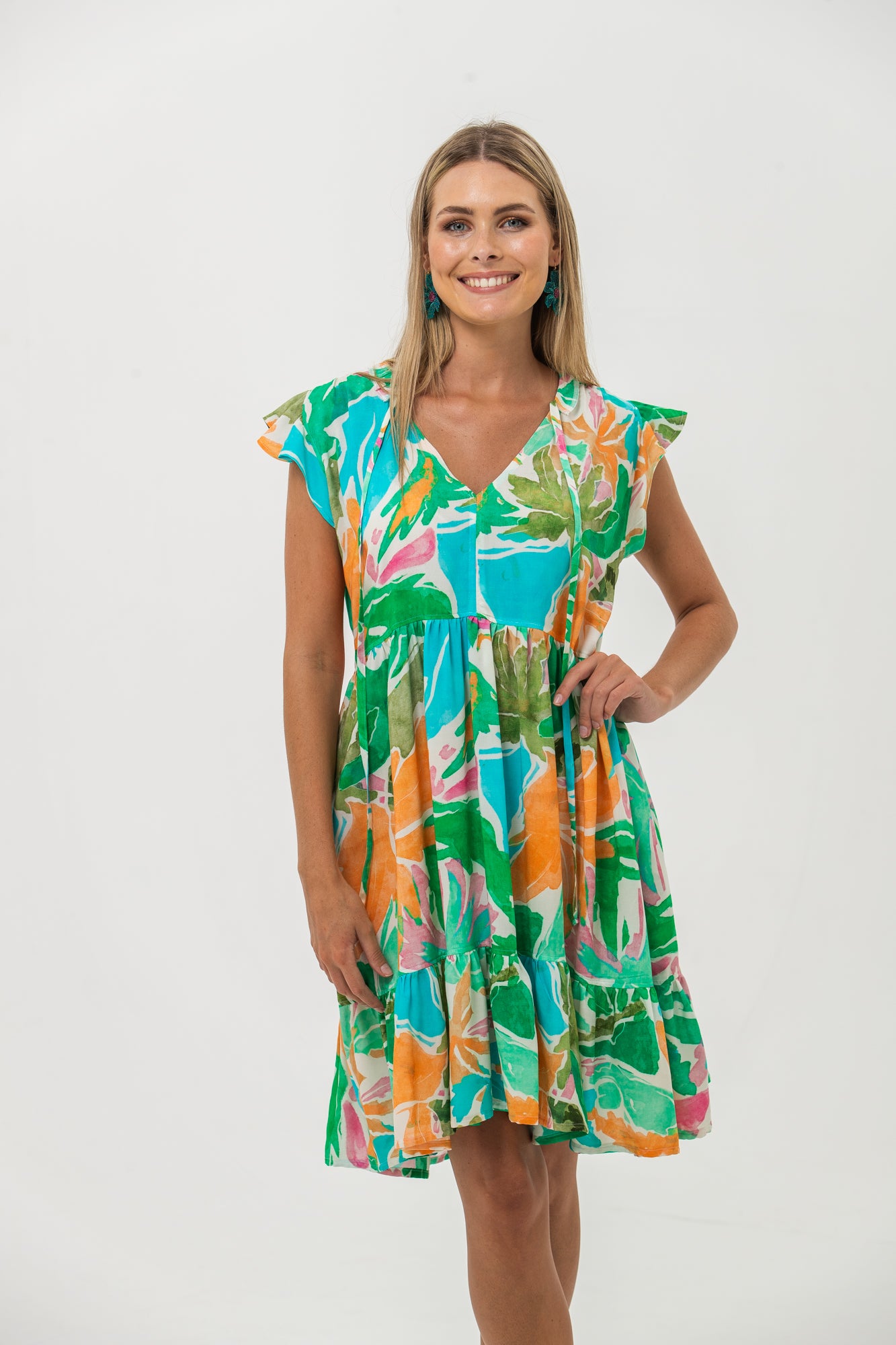 Ella Frill Dress - Tropical