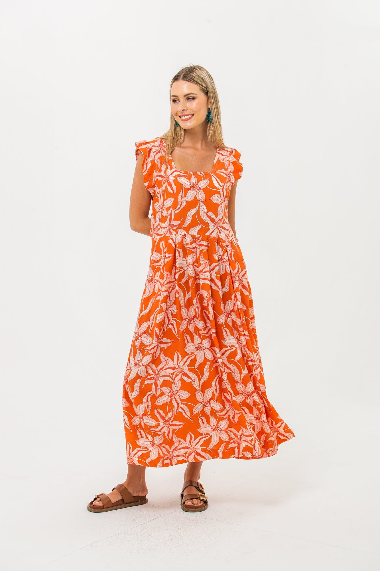 Sienna Sundress - Orange and White
