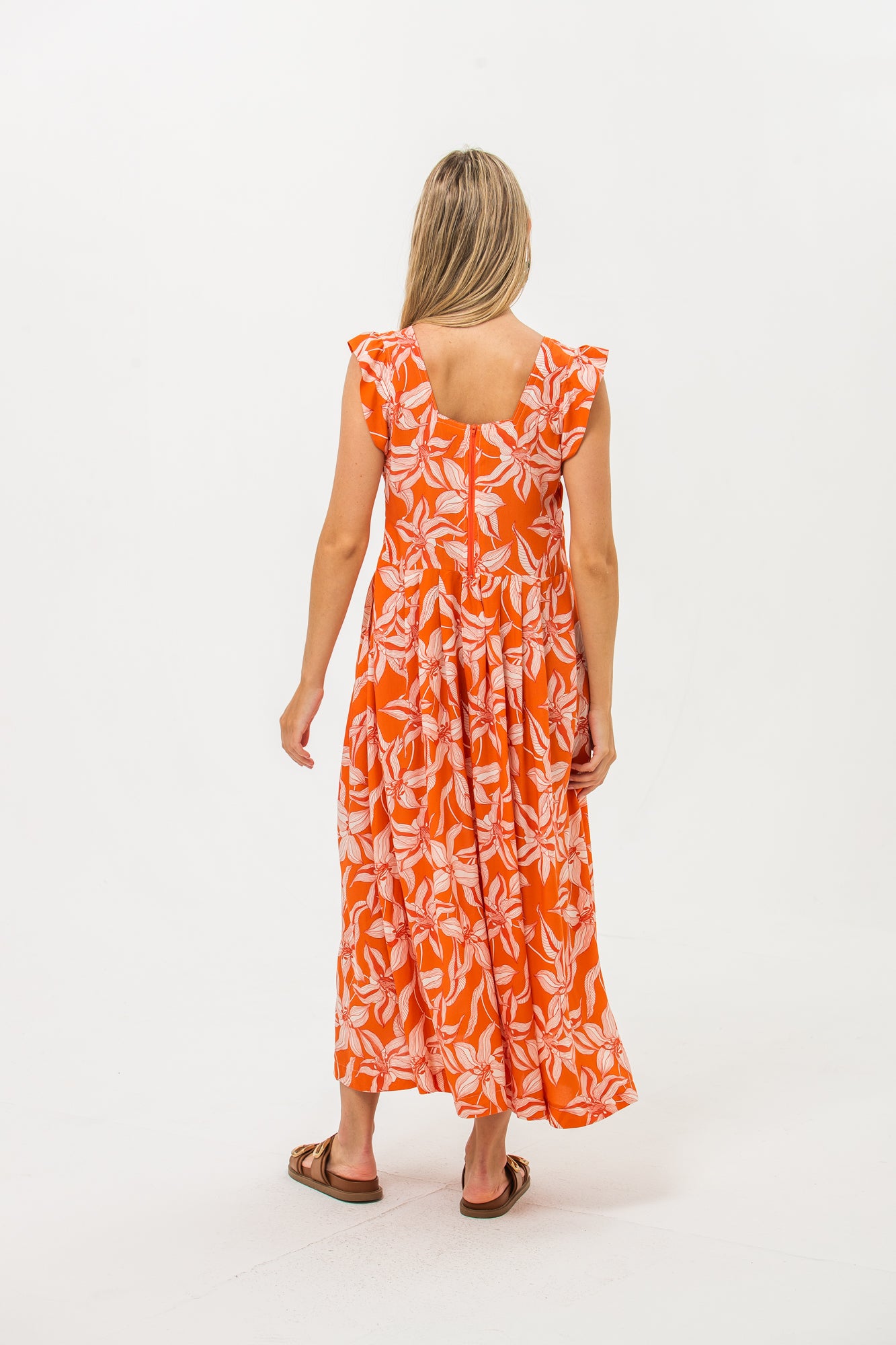 Sienna Sundress - Orange and White