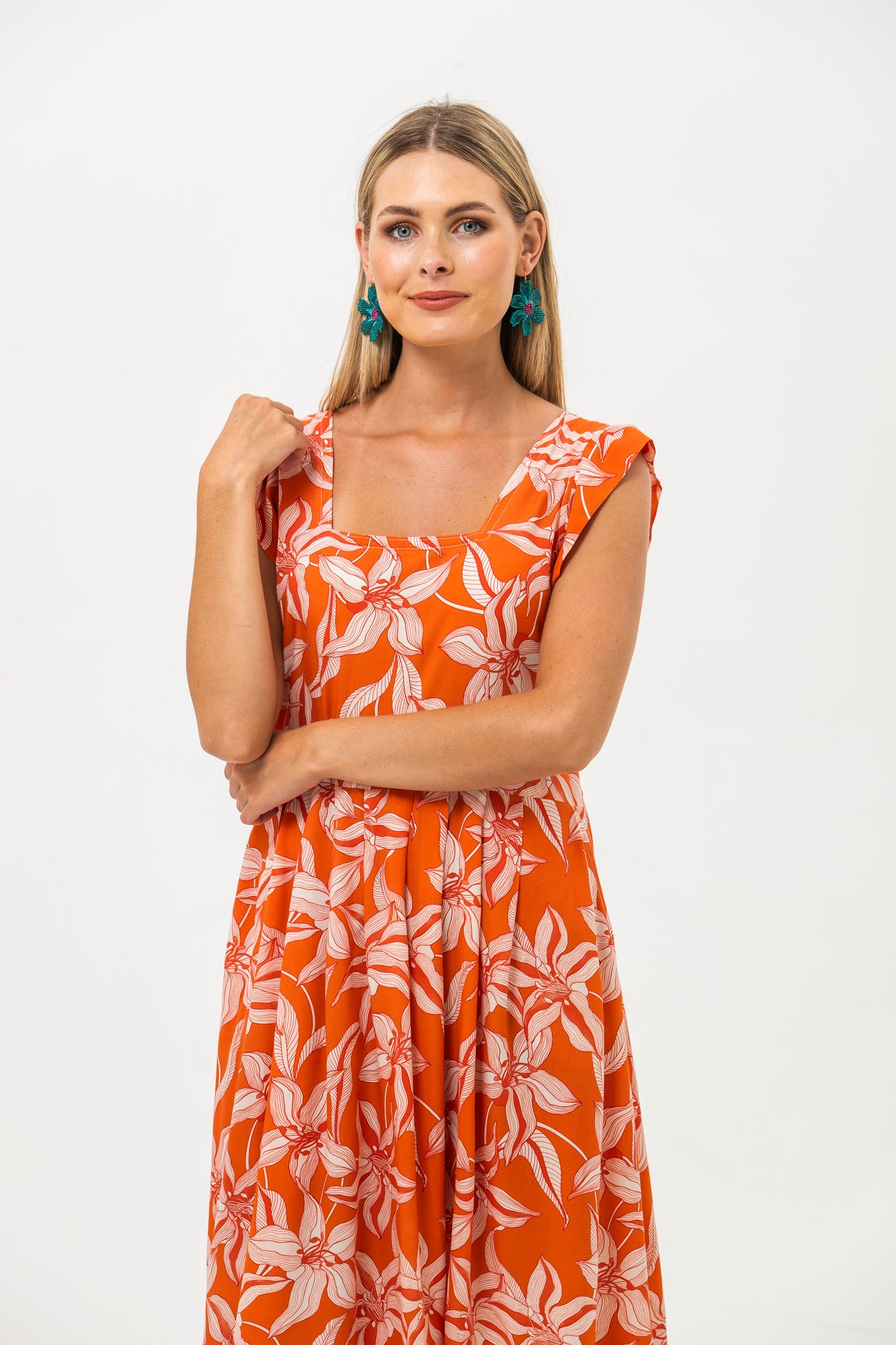 Sienna Sundress - Orange and White