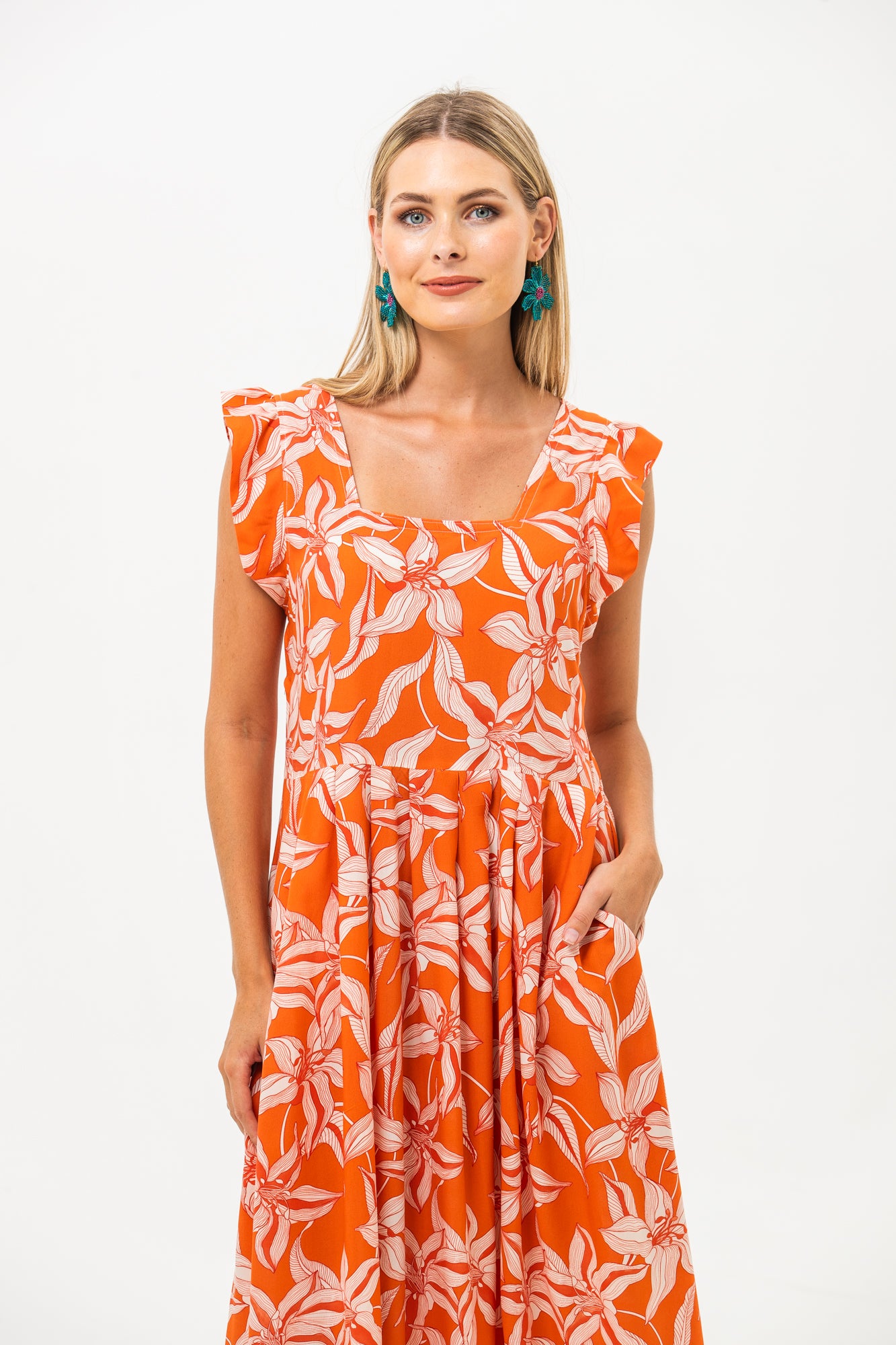 Sienna Sundress - Orange and White