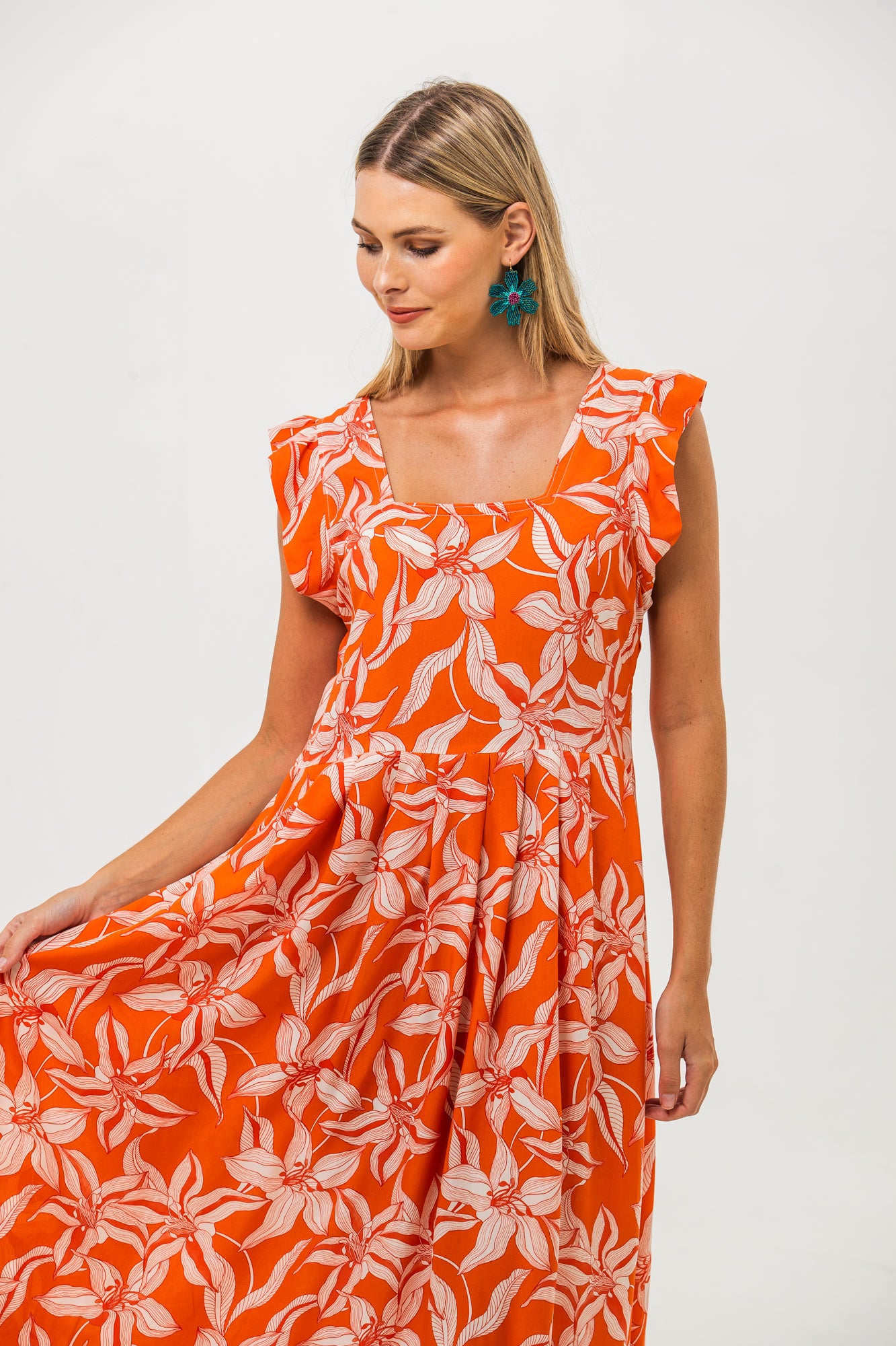 Sienna Sundress - Orange and White