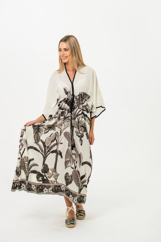 Georgia Kaftan Maxi Dress - Black and White