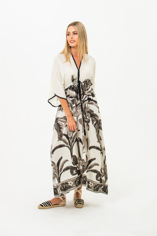 Georgia Kaftan Maxi Dress - Black and White