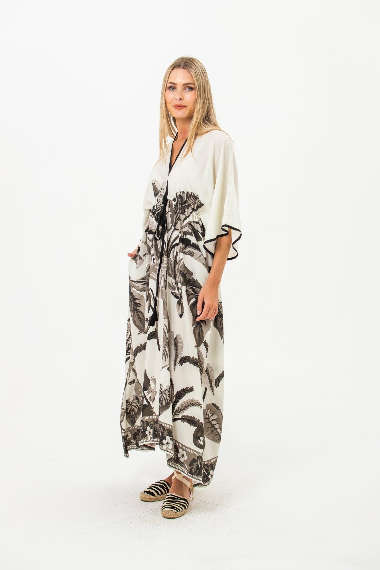 Georgia Kaftan Maxi Dress - Black and White