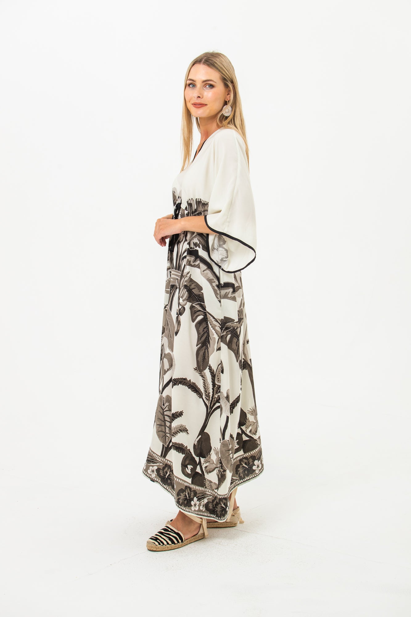 Georgia Kaftan Maxi Dress - Black and White