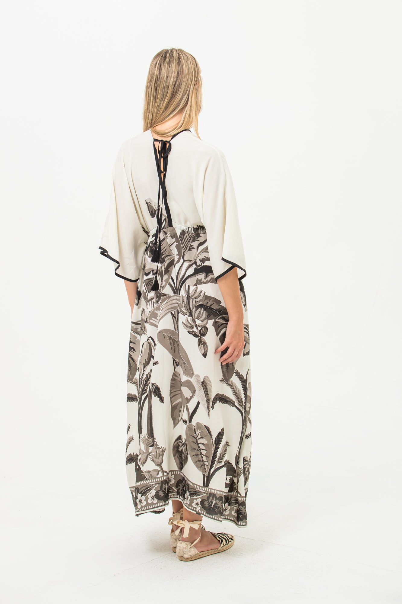 Georgia Kaftan Maxi Dress - Black and White