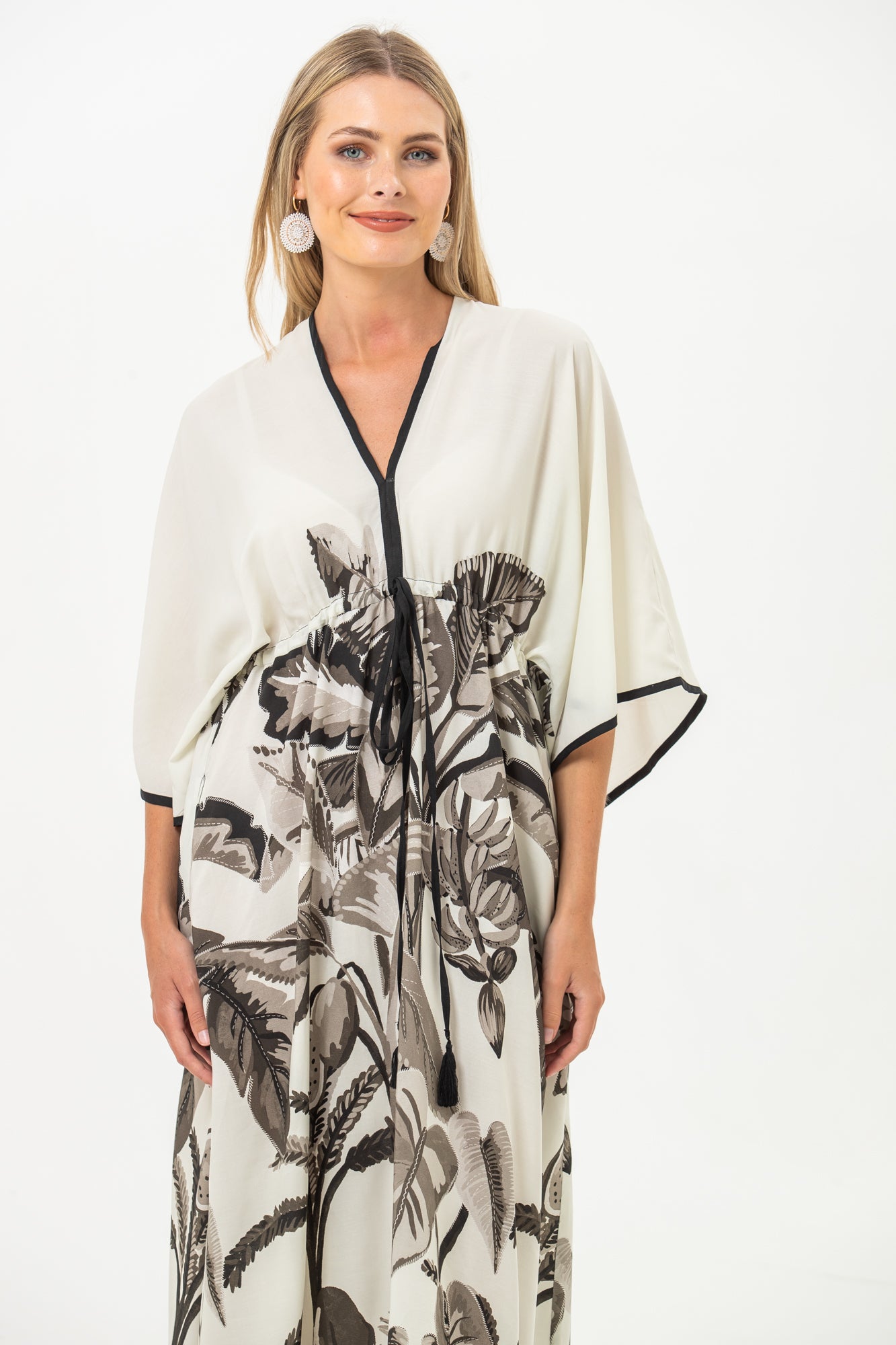 Georgia Kaftan Maxi Dress - Black and White