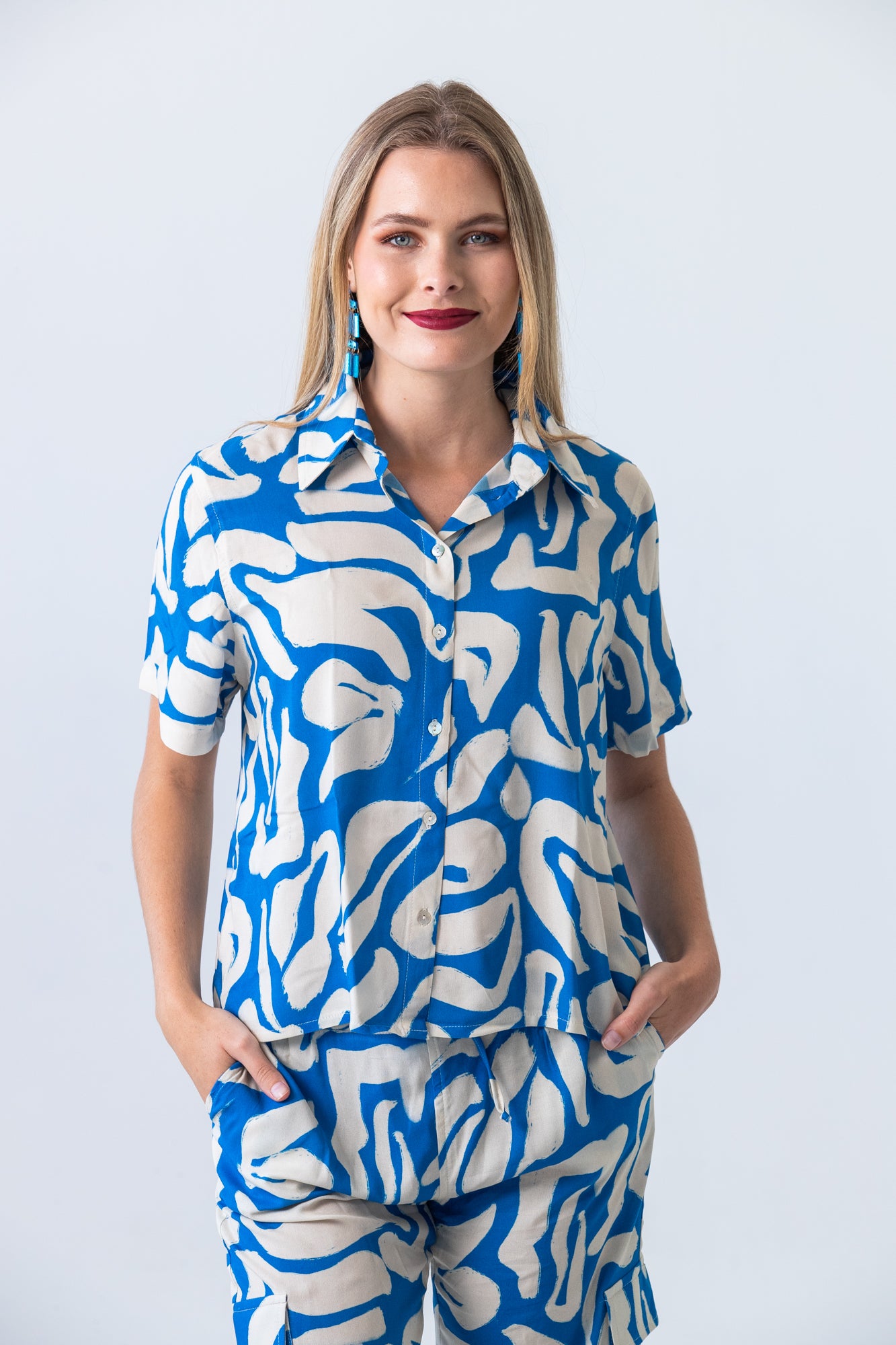 Bermuda Shirt - Blue and White