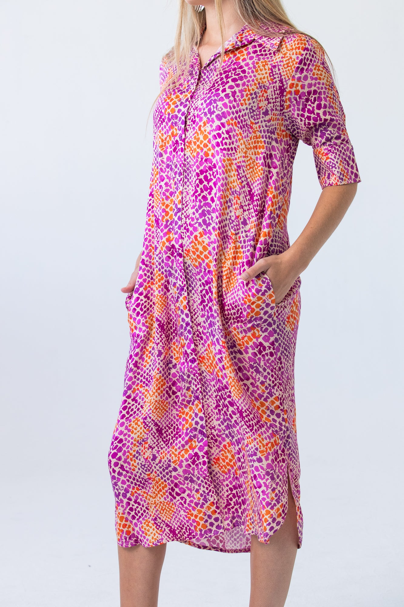 Tahiti Shirt Dress - Pink & Orange