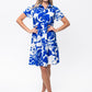 Athena Frill Dress - Blue and White