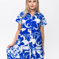 Athena Frill Dress - Blue and White
