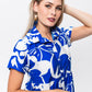 Athena Frill Dress - Blue and White