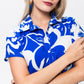 Athena Frill Dress - Blue and White