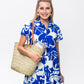 Athena Frill Dress - Blue and White