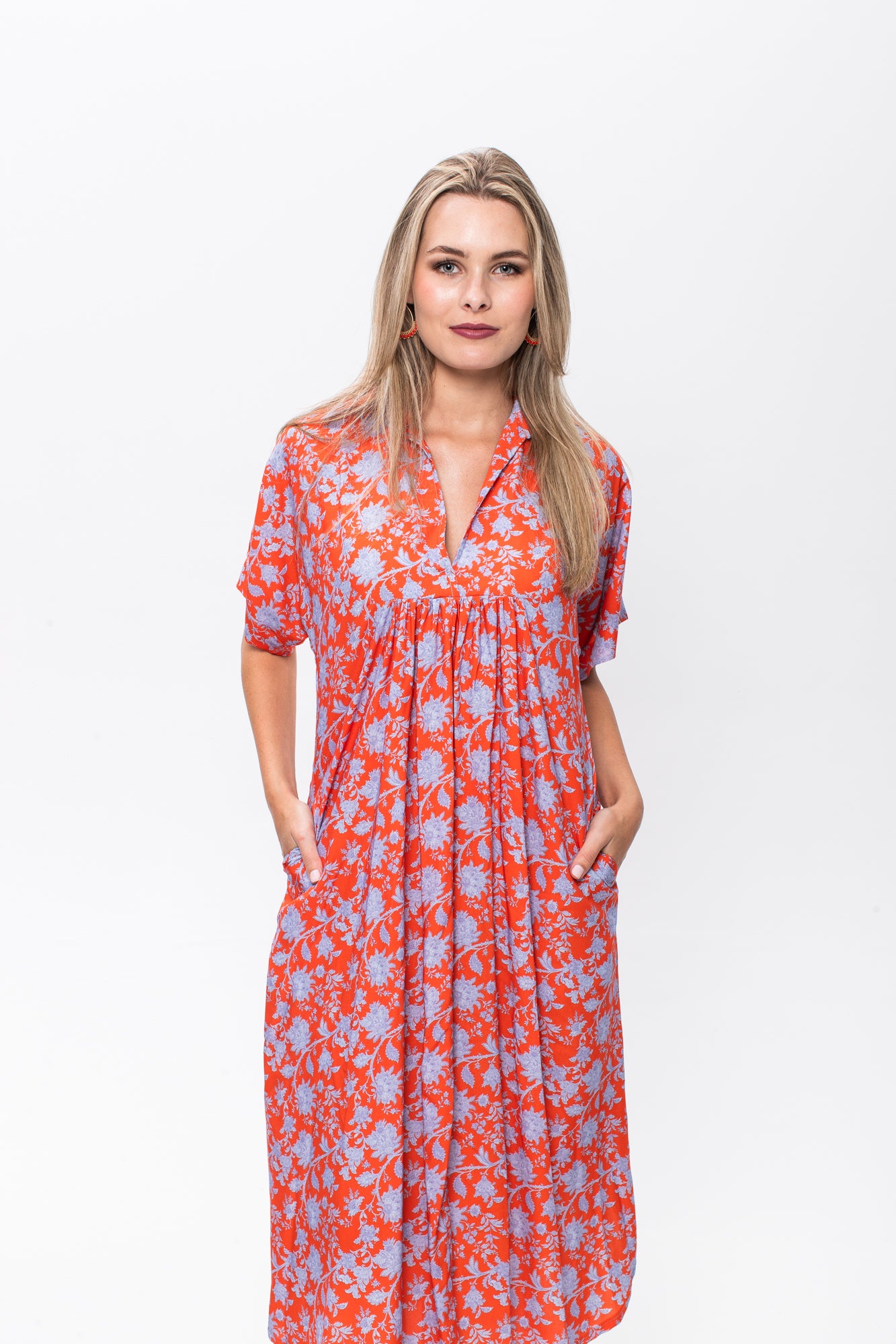 Zanzibar Dress - Orange & Grey