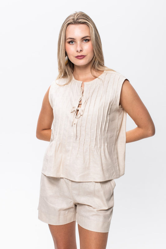 Milos Sleeveless shirt - Stone