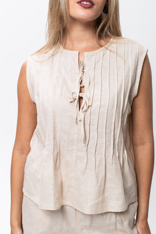 Milos Sleeveless shirt - Stone