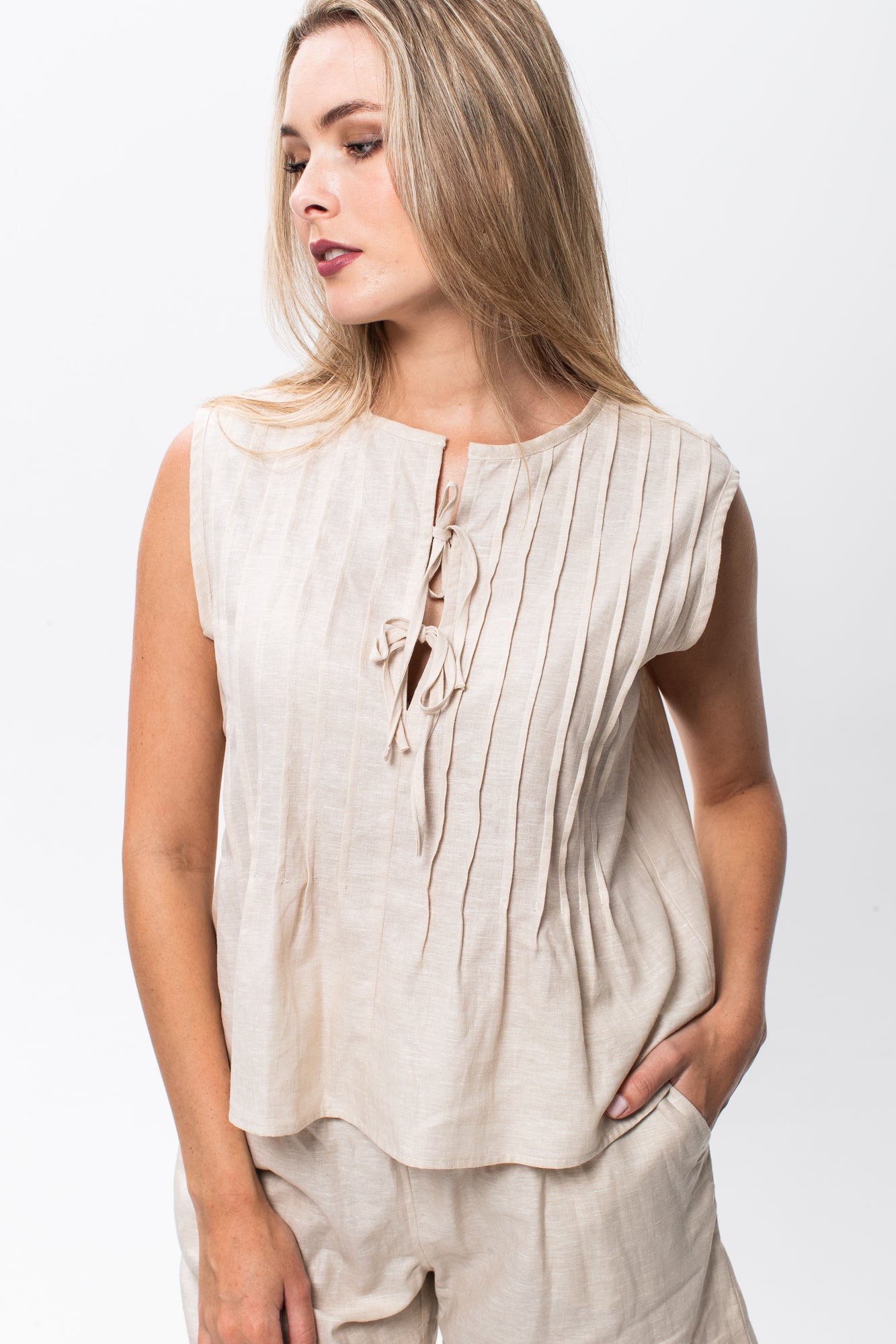 Milos Sleeveless shirt - Stone