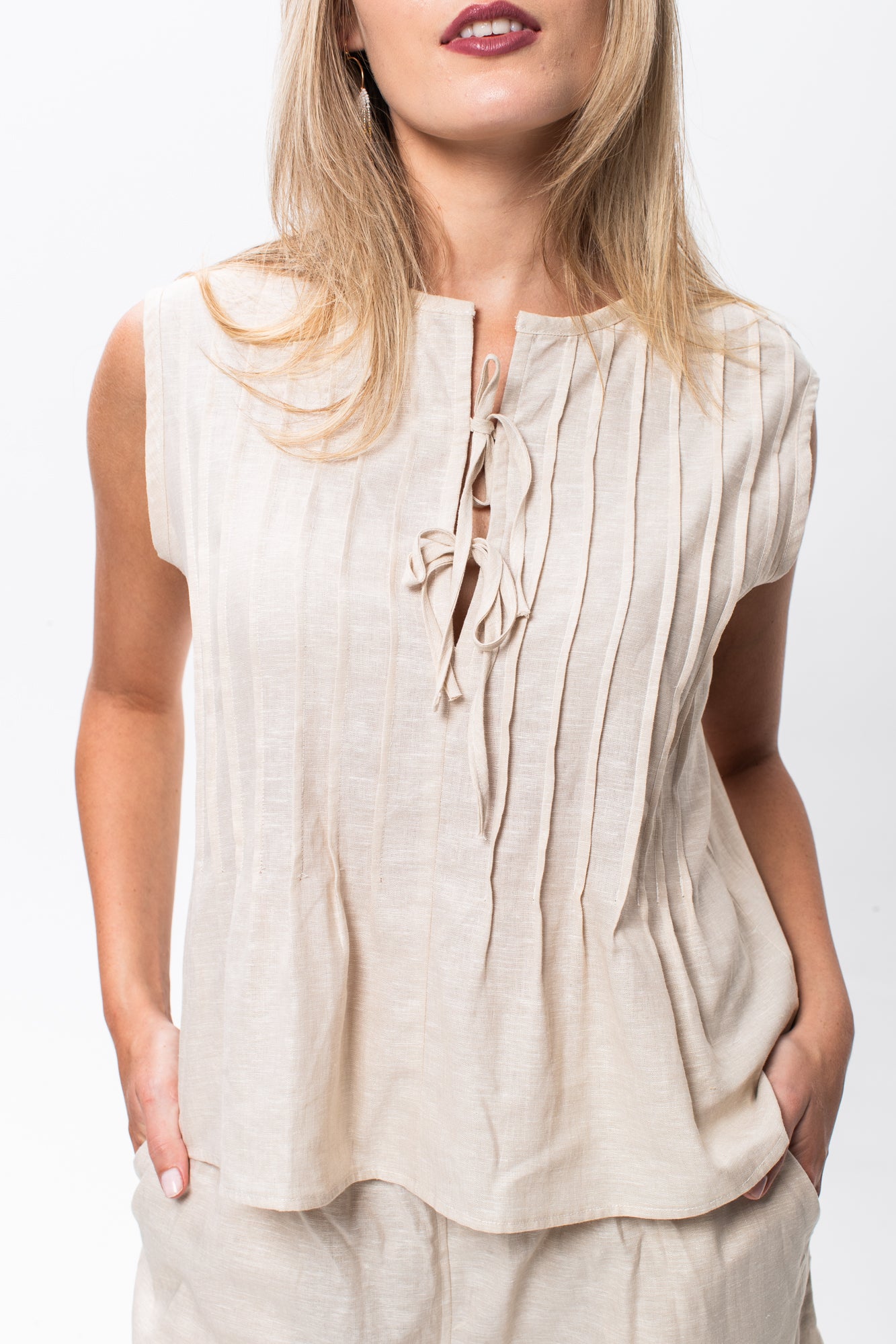 Milos Sleeveless shirt - Stone