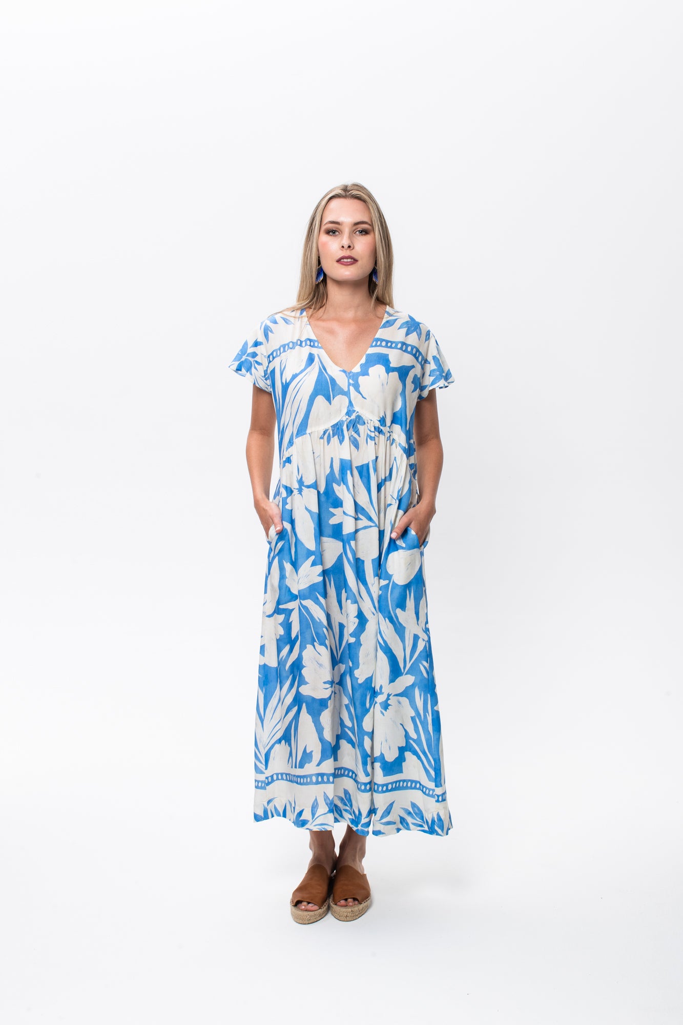 Riveria Dress -  Blue and White