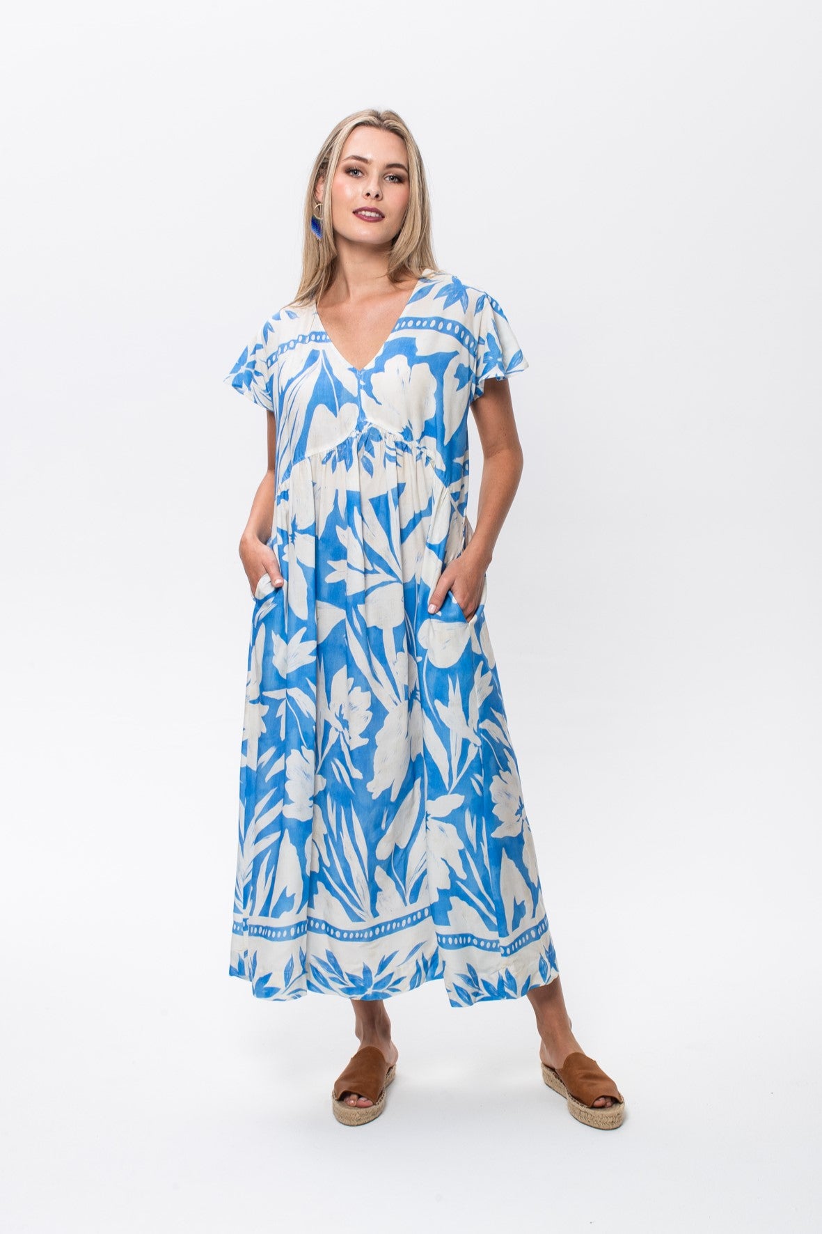 Riveria Dress -  Blue and White