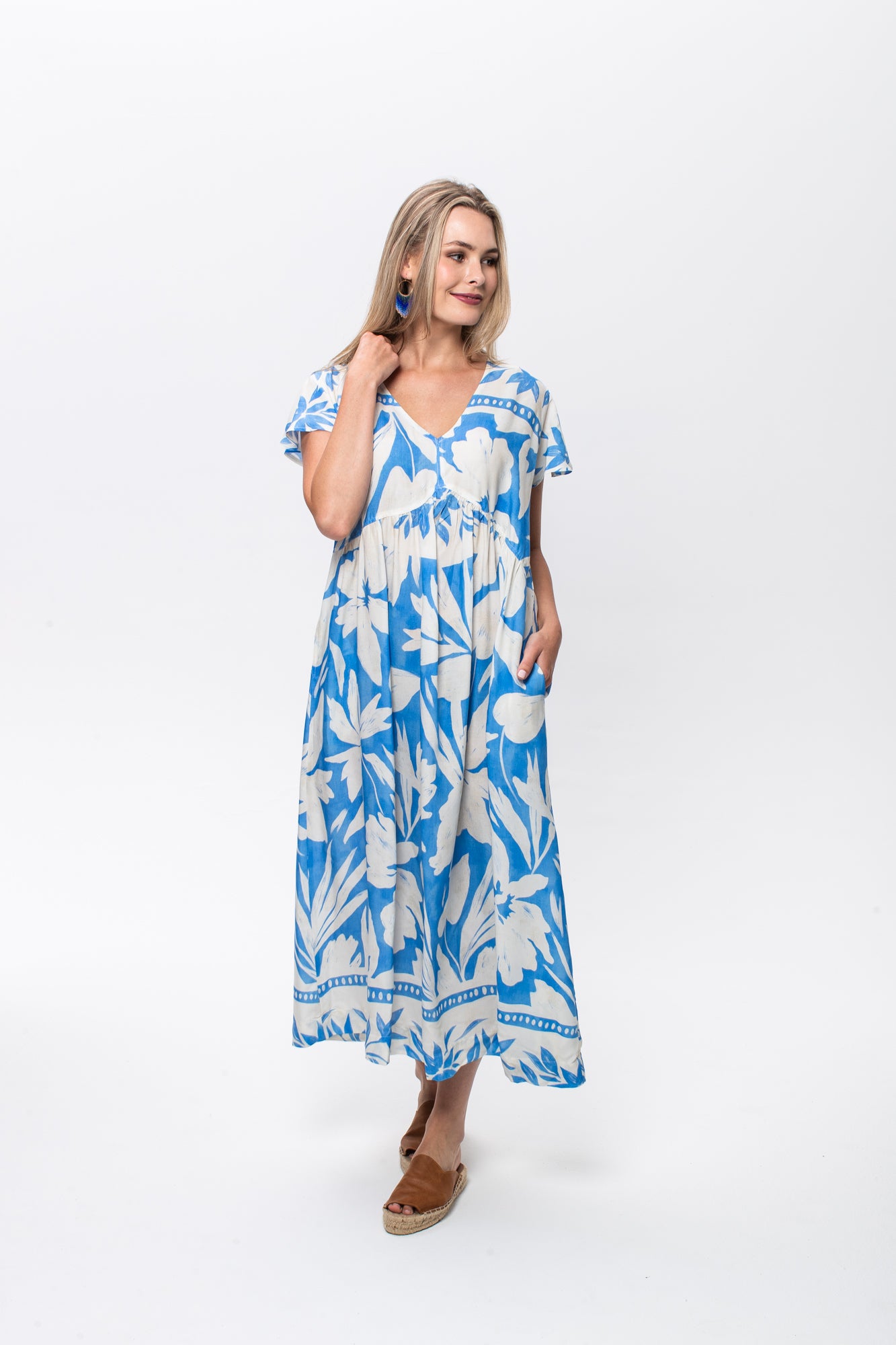 Riveria Dress -  Blue and White