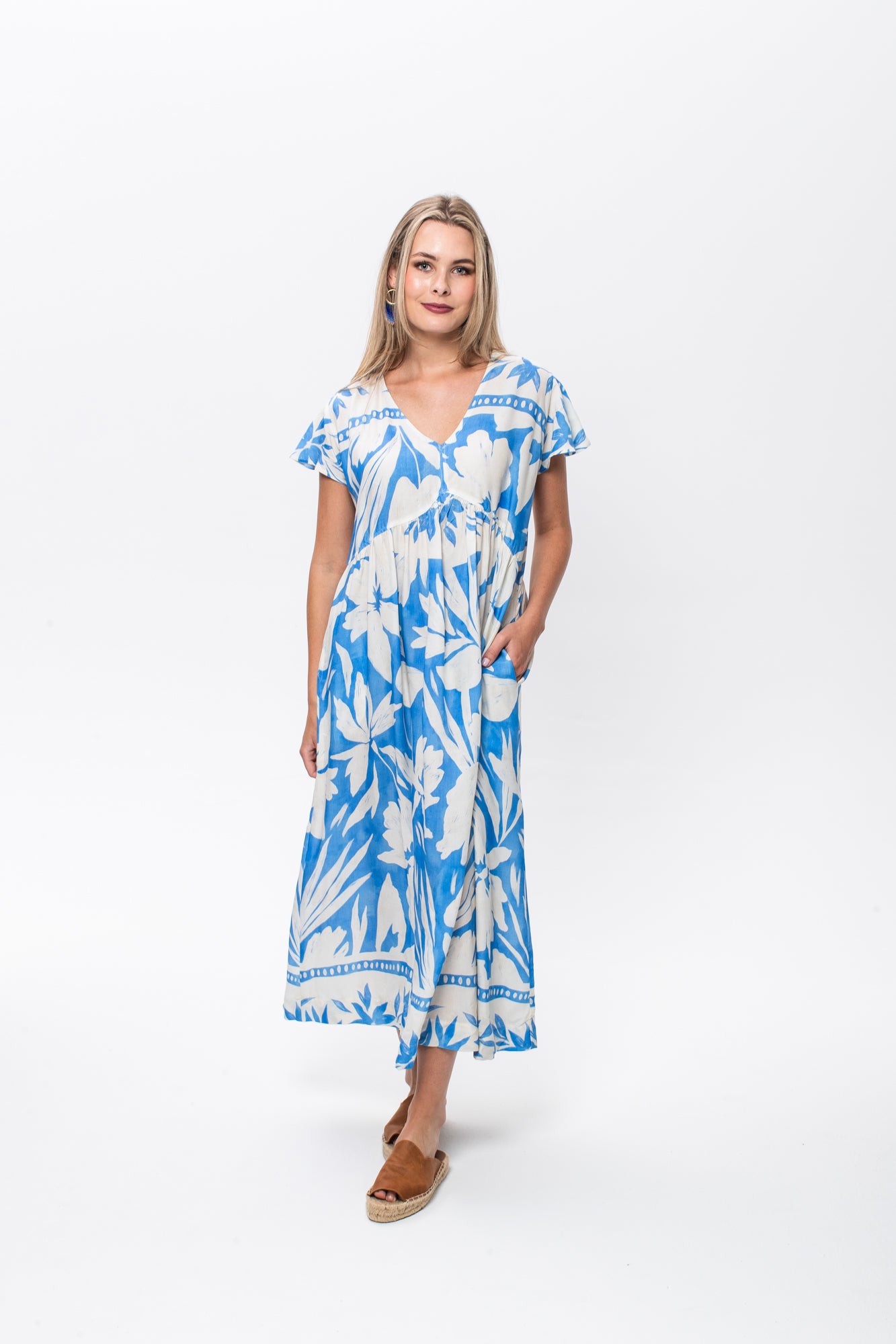 Riveria Dress -  Blue and White