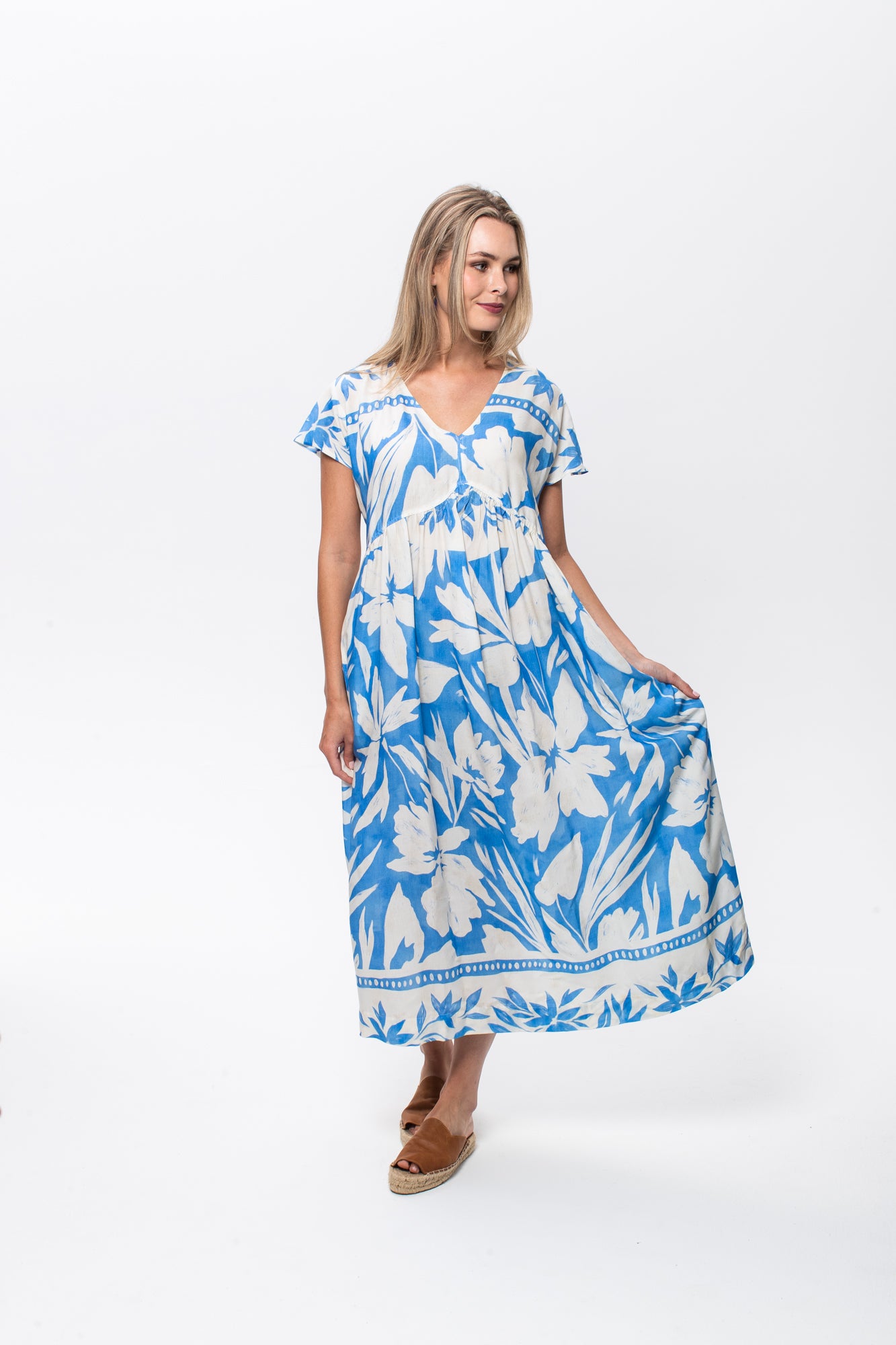 Riveria Dress -  Blue and White