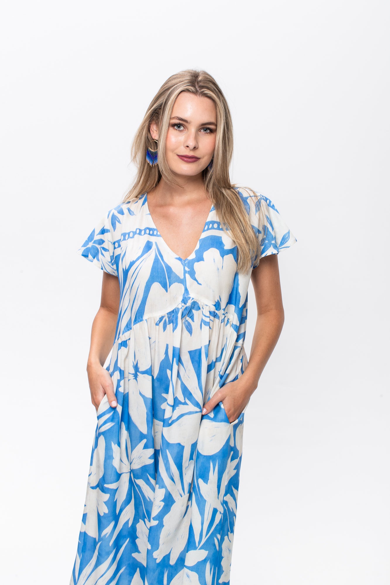 Riveria Dress -  Blue and White