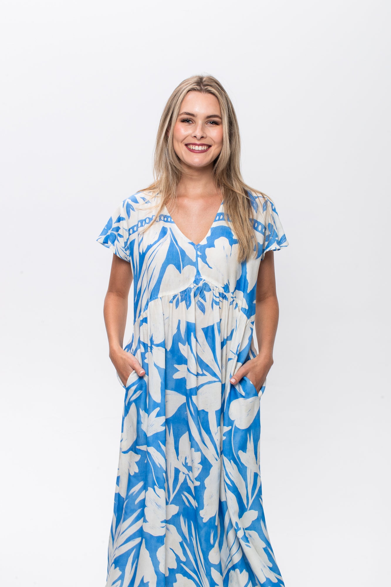 Riveria Dress -  Blue and White