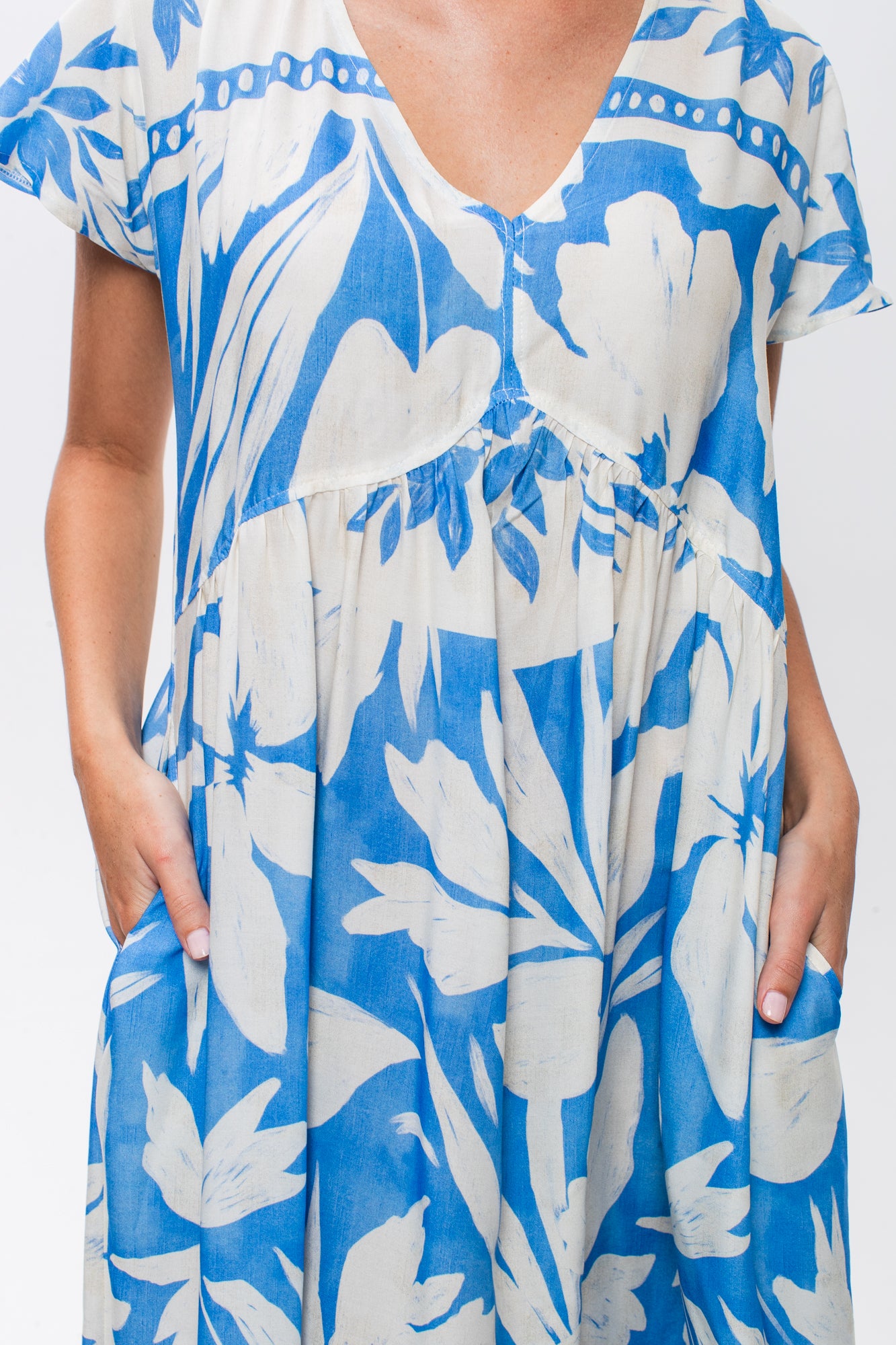 Riveria Dress -  Blue and White