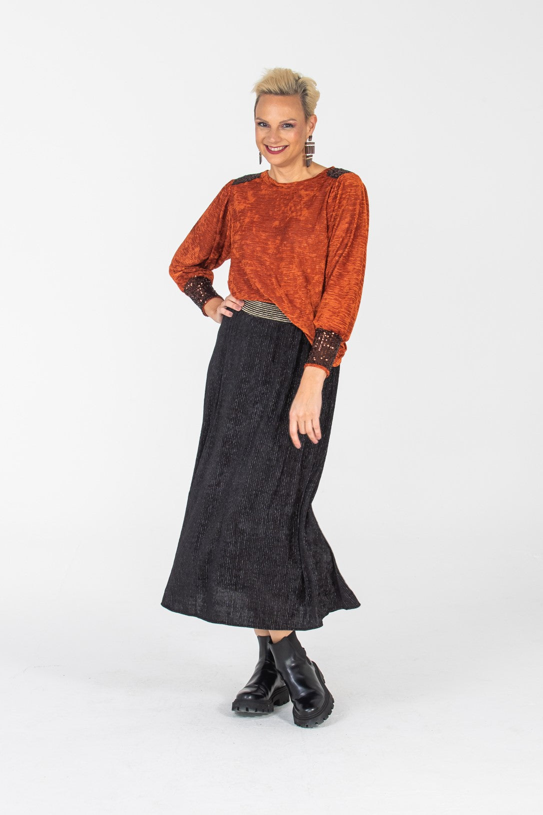 Paros Winter Puff Tee - Bronze velour and sequins