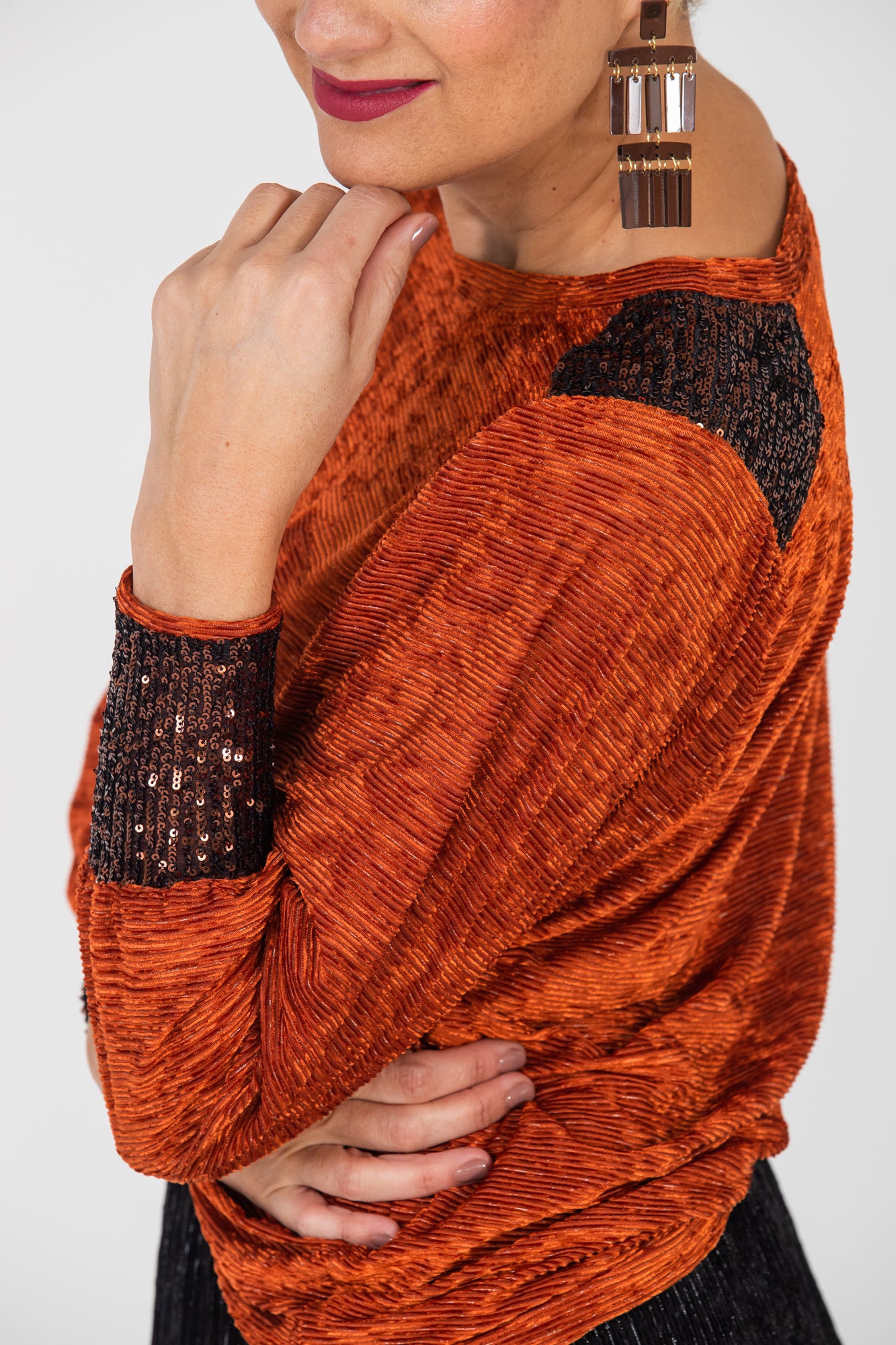 Paros Winter Puff Tee - Bronze velour and sequins