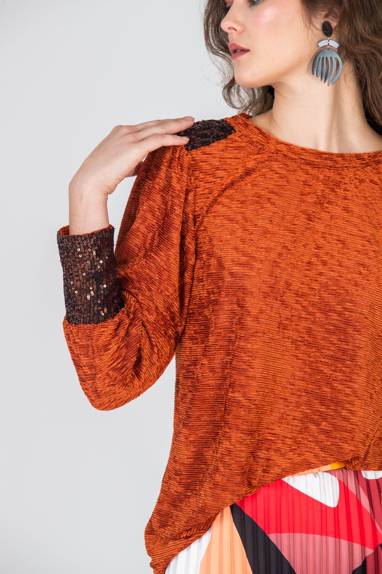 Paros Winter Puff Tee - Bronze velour and sequins