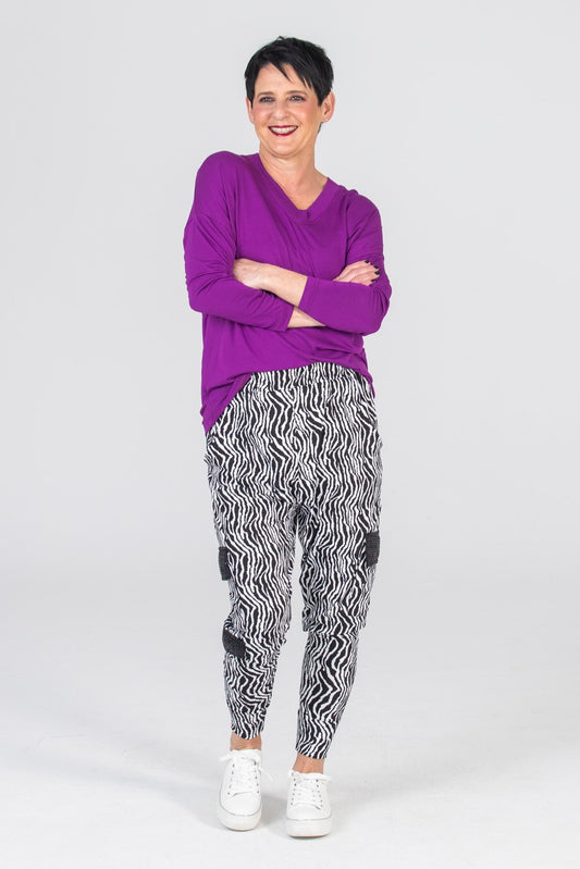 Tiggy Cargo Pants - Black and White (with Bling!)