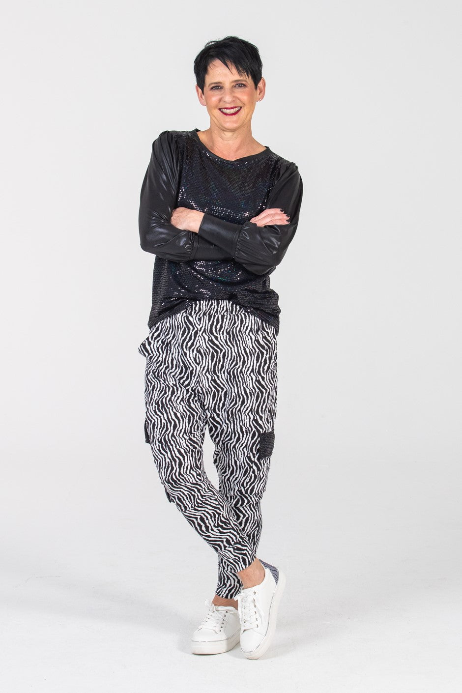 Tiggy Cargo Pants - Black and White (with Bling!)