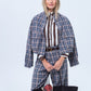 Cate Bomber Jacket - Chocolate and Blue Check