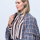 Cate Bomber Jacket - Chocolate and Blue Check