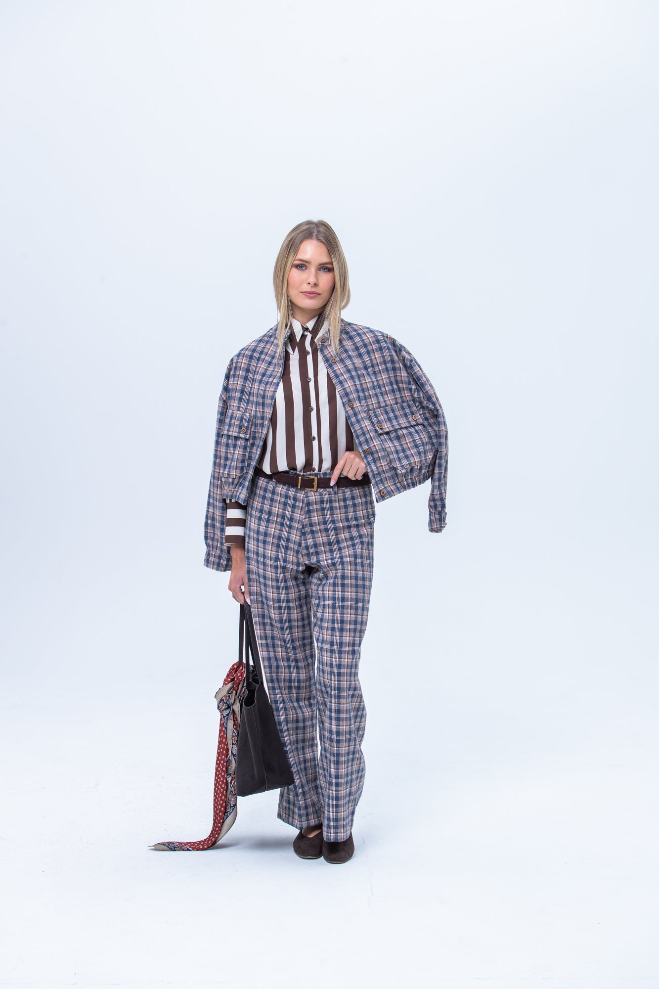 Maya Pants - Chocolate and Blue Check