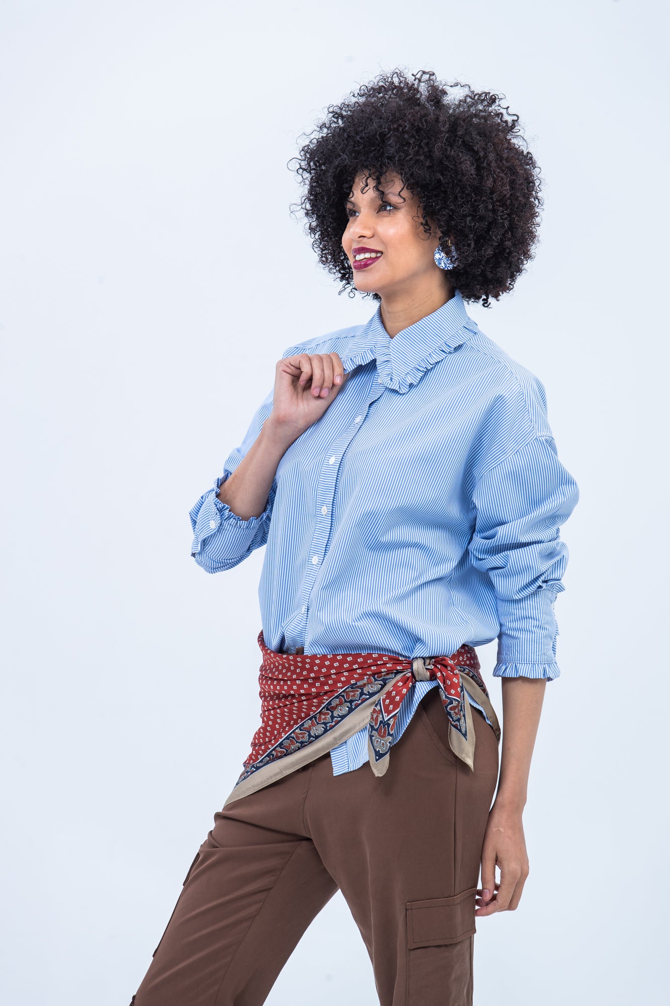 Claire Shirt - Blue and White Stripe