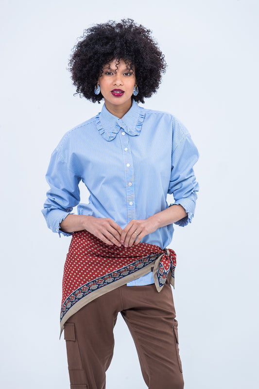 Claire Shirt - Blue and White Stripe