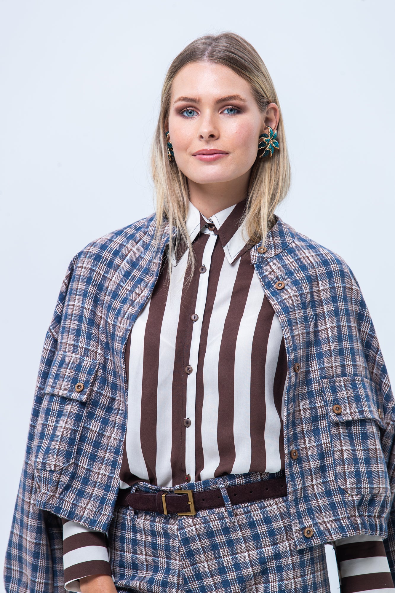 Harper Long Sleeve Shirt - Chocolate and Creme Stripe
