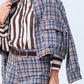 Cate Bomber Jacket - Chocolate and Blue Check